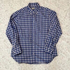 Vintage Gitman Bros Plaid Button Down Made in USA 2000s Blue Navy 100% Cotton